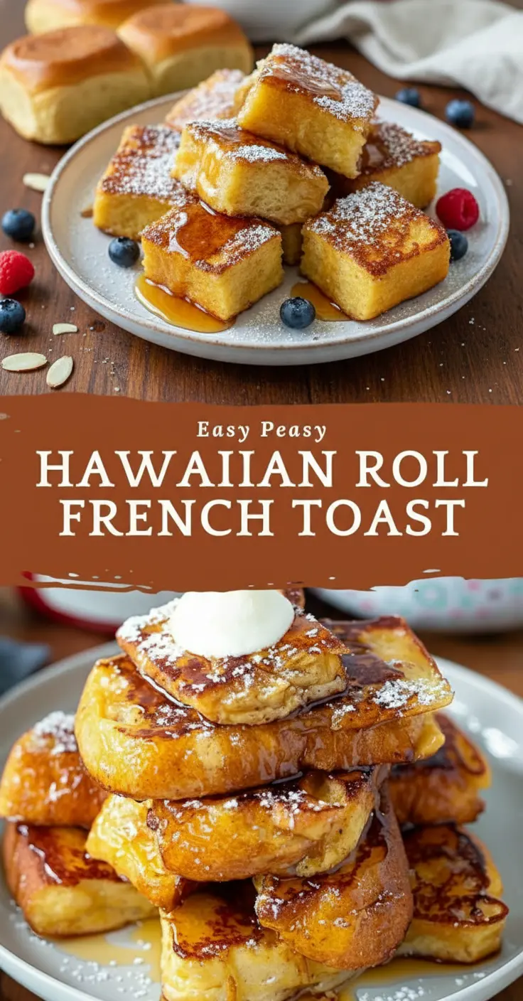 recipe image of a top down mise en place shot showing fresh Hawaiian rolls eggs milk half and half vanilla extract cinnamon brown sugar butter nutmeg salt maple syrup powdered sugar fresh berries whipped cream chocolate sauce caramel sauce bacon pecans coconut flakes arranged on a white marble kitchen counter with healthy clear glass bowls and rustic brown wooden kitchen sets under soft diffuse daylight