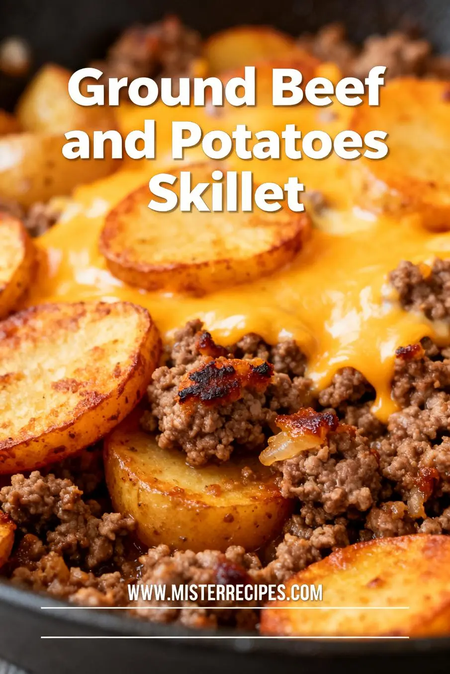 image of fresh ground beef potatoes onion garlic bell pepper cheese smoked paprika Worcestershire sauce arranged on white marble kitchen counter with clear glass bowls and rustic brown wooden kitchen sets under soft diffuse daylight