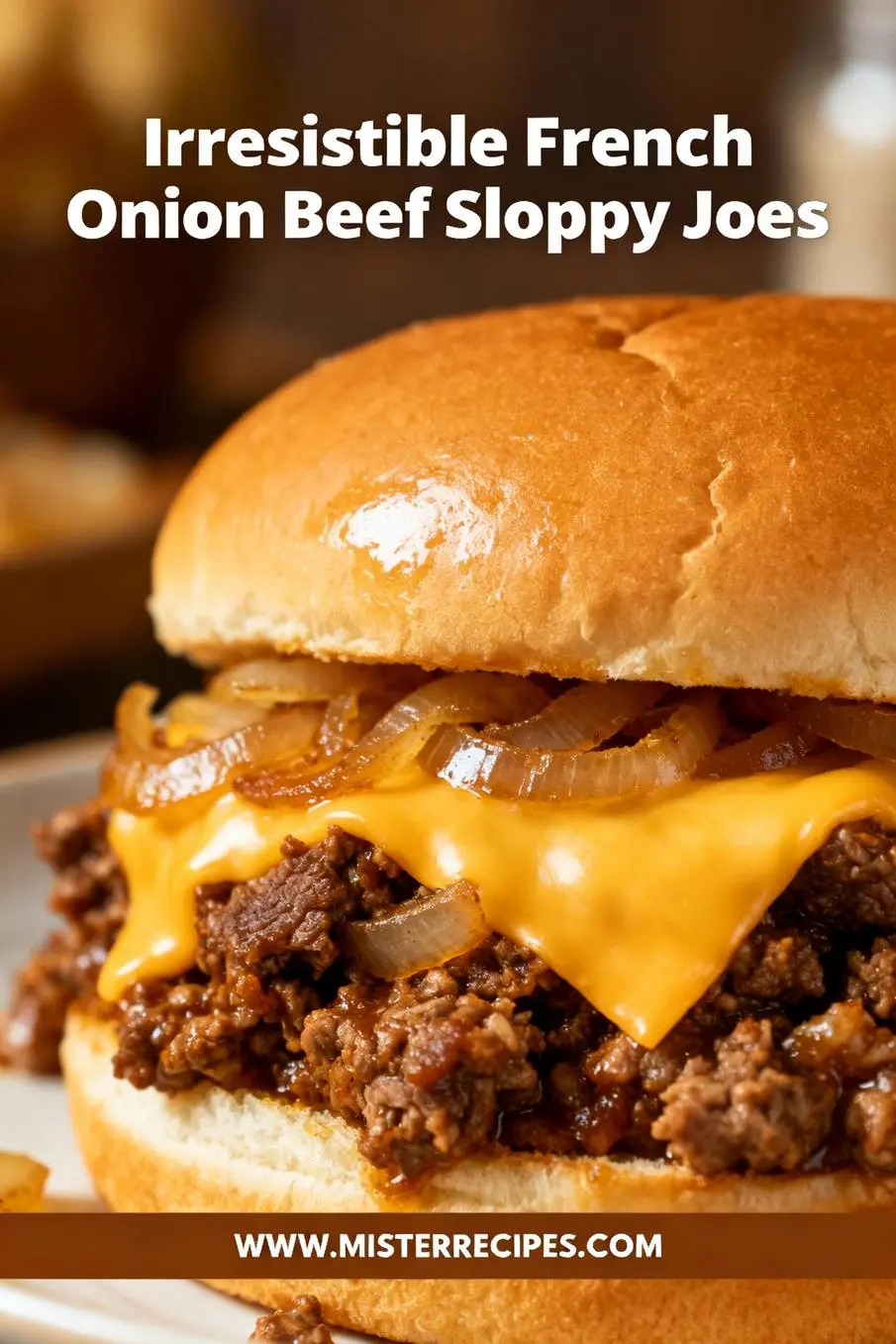 image of fresh ingredients arranged on white marble kitchen counter with clear glass bowls and rustic brown wooden kitchen sets under soft diffuse daylight ground beef yellow onions thinly sliced garlic minced Worcestershire sauce soy sauce olive oil butter dried thyme beef broth flour salt pepper Swiss cheese provolone cheese Gruyère cheese fresh parsley ground turkey balsamic