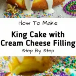 recipe image of a top down mise en place shot showing all purpose flour active dry yeast whole milk butter shortening eggs sugar salt cream cheese vanilla extract cinnamon brown sugar nutmeg powdered sugar milk for icing lemon zest juice egg and water for egg wash corn syrup for icing and food coloring arranged in healthy clear glass bowls and rustic brown wooden kitchen sets on a white marble kitchen counter under soft diffuse daylight