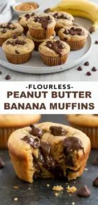 recipe image of ripe bananas peanut butter almond butter eggs maple syrup honey vanilla extract baking soda chocolate chips nuts cinnamon flax eggs oats chickpeas white marble kitchen counter healthy clear glass bowls rustic brown wooden kitchen sets soft diffuse daylight