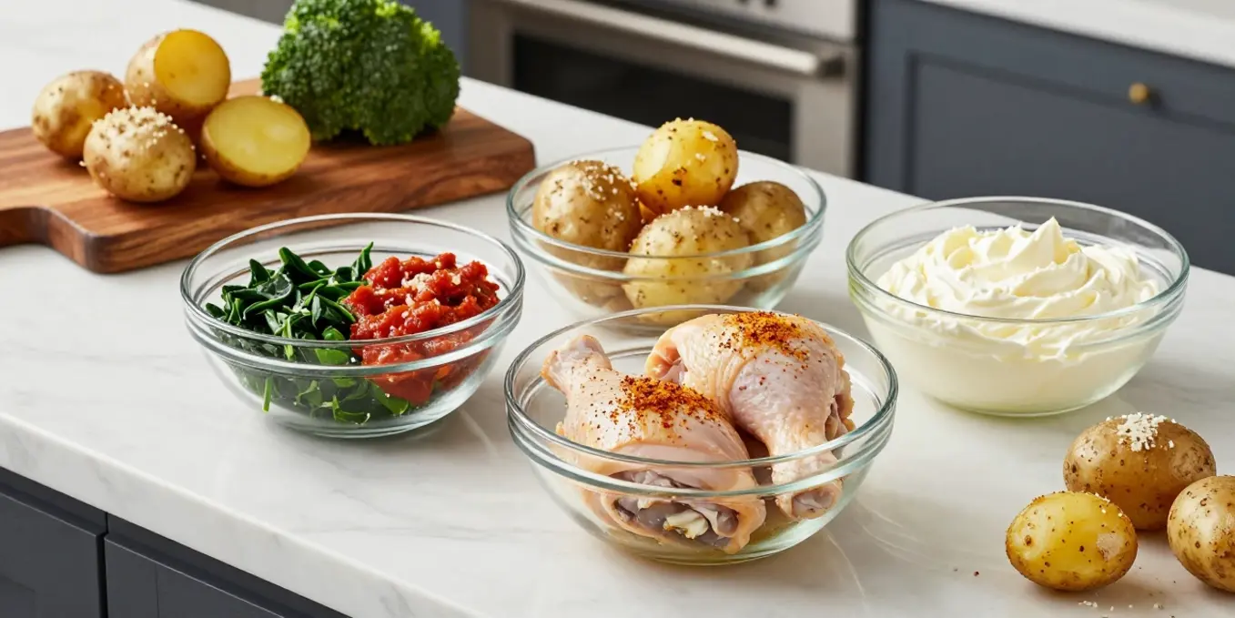 Crispy Garlic Parmesan Chicken Thighs & Potatoes: Easy Dinner!