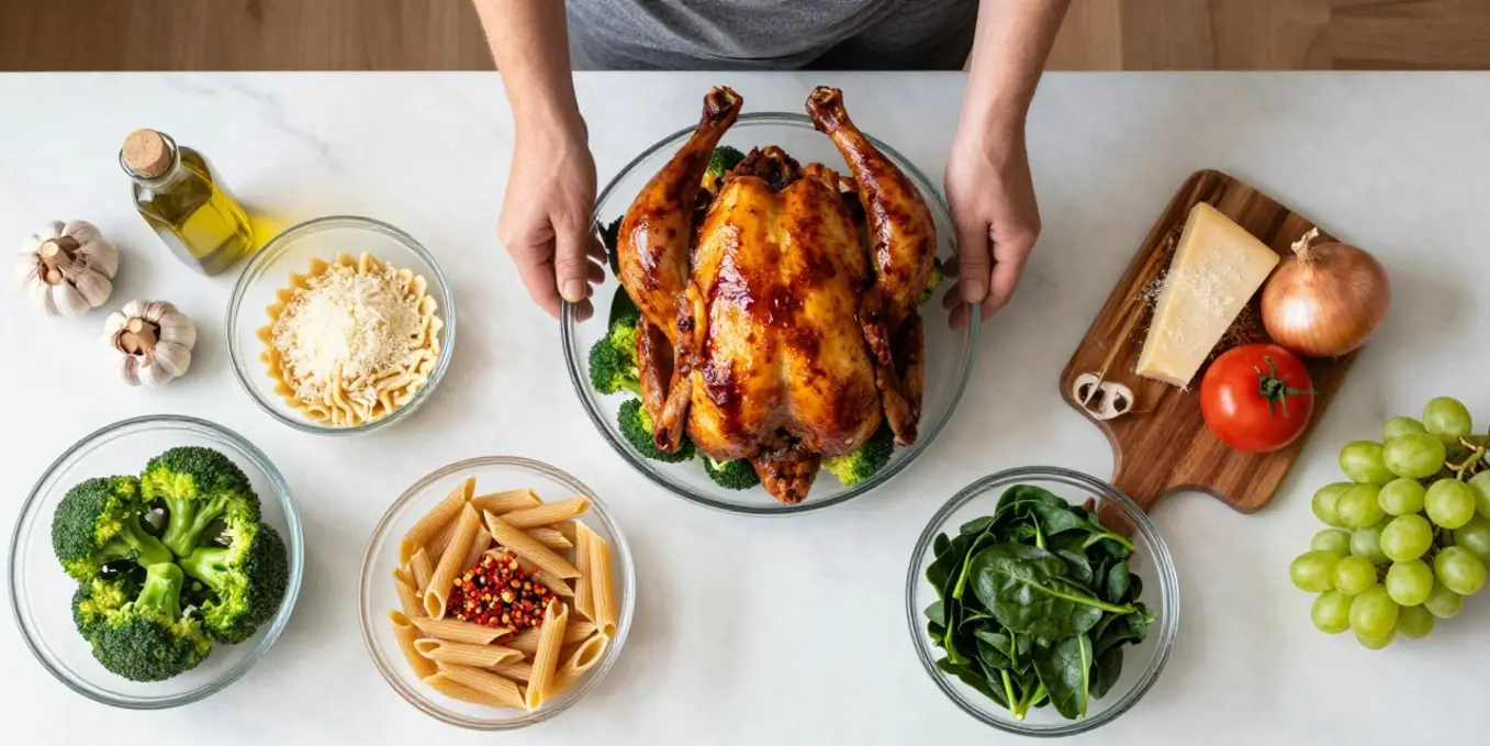 High Protein Rotisserie Chicken Broccoli Pasta: Easy 35-Min Dinner!