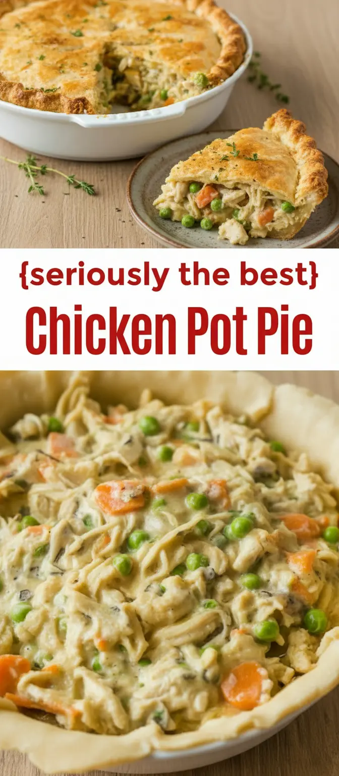 recipe image of a realistic top down mise en place shot showing the fresh ingredients cooked chicken pie crust butter flour chicken broth milk heavy cream onion carrots celery frozen peas mixed vegetables thyme garlic powder parsley celery seed arranged on a white marble kitchen counter with healthy clear glass bowls and rustic brown wooden kitchen sets under soft diffuse daylight