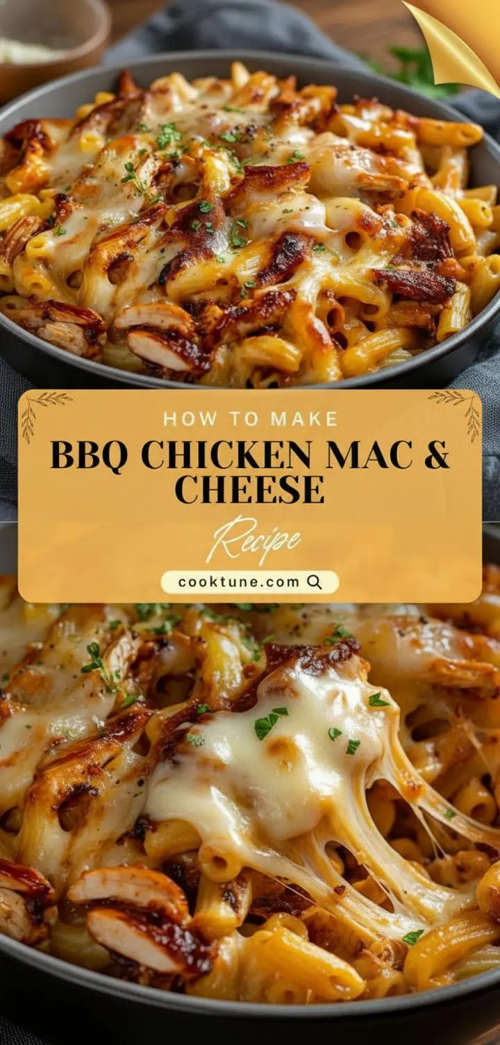 recipe image of Chicken breasts thighs elbow macaroni BBQ sauce cheddar cheese mozzarella butter flour milk evaporated milk garlic onion powder bacon panko breadcrumbs smoked gouda cilantro rotisserie chicken and gluten free pasta arranged on a white marble kitchen counter with healthy clear glass bowls and rustic brown wooden kitchen sets under soft diffuse daylight