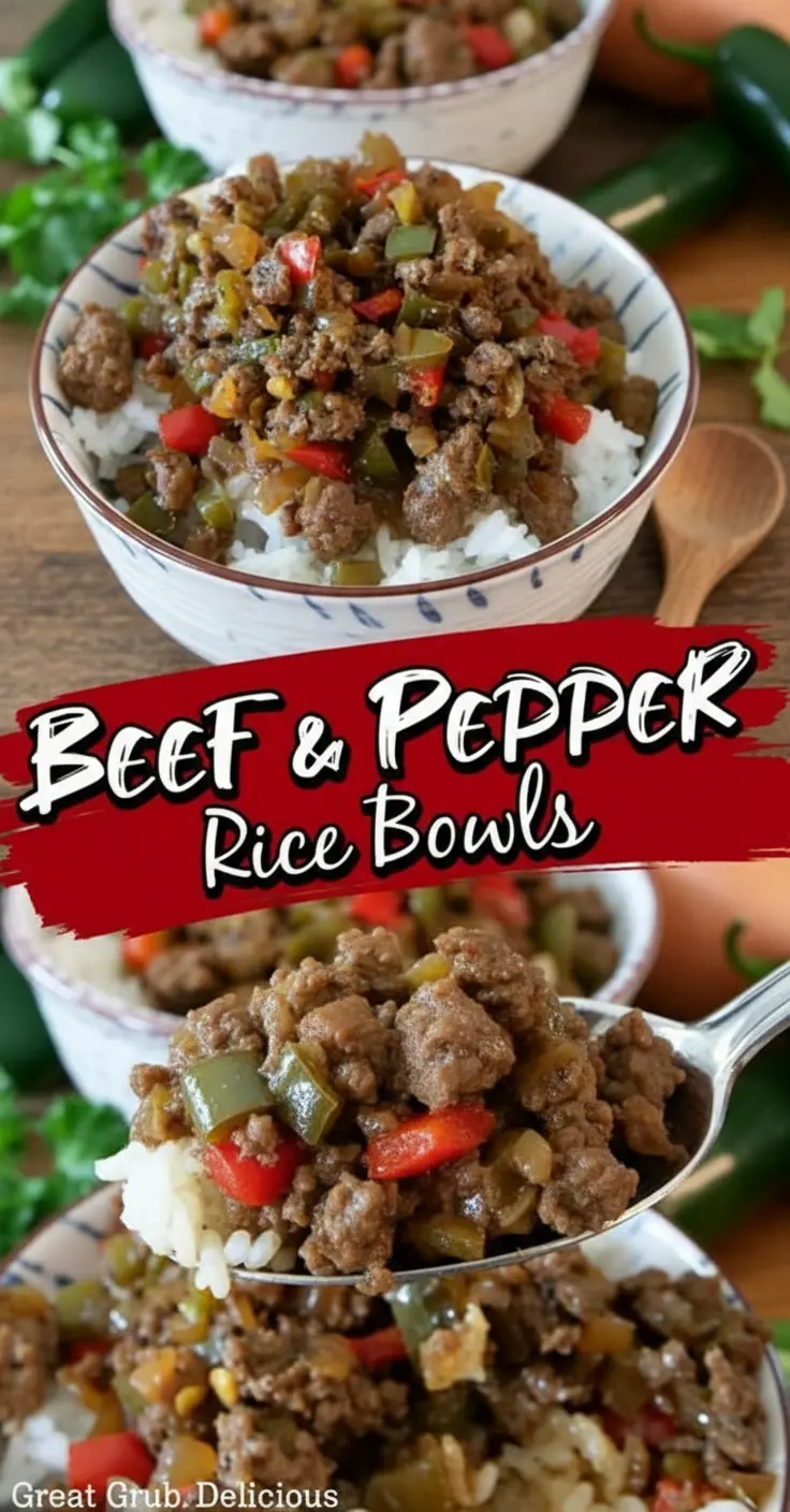 recipe image of realistic top down mise en place shot showing the fresh ingredients ground beef bell peppers red green yellow white rice brown rice jasmine rice yellow onion soy sauce garlic ginger sesame oil brown sugar rice vinegar hoisin sauce sriracha sauce green onions sesame seeds red pepper flakes butter broccoli zucchini cauliflower rice cornstarch beef broth honey gochujang coconut aminos apple cider vinegar arranged on a white marble kitchen counter with healthy clear glass bowls and rustic brown wooden kitchen sets under soft diffuse daylight