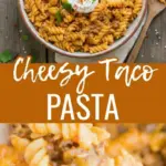 recipe image of a realistic top down mise en place shot showing uncooked pasta ground beef salsa and cheese arranged on a white marble kitchen counter with healthy clear glass bowls and rustic brown wooden kitchen sets under soft diffuse daylight