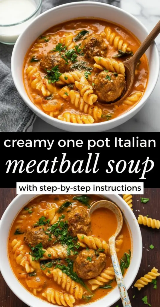 recipe image of Top down mise en place shot fresh ingredients ground beef italian sausage egg breadcrumbs parmesan cheese fresh parsley garlic onion crushed tomatoes tomato paste beef broth heavy cream olive oil italian seasoning ditalini pasta basil arranged on a white marble kitchen counter healthy clear glass bowls rustic brown wooden kitchen sets soft diffuse daylight