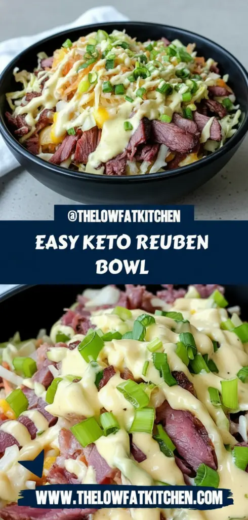 recipe image of realistic top down mise en place shot showing corned beef swiss cheese sauerkraut cabbage thousand island dressing avocado oil mayo pickles green onions arranged on a white marble kitchen counter with healthy clear glass bowls and rustic brown wooden kitchen sets under soft diffuse daylight