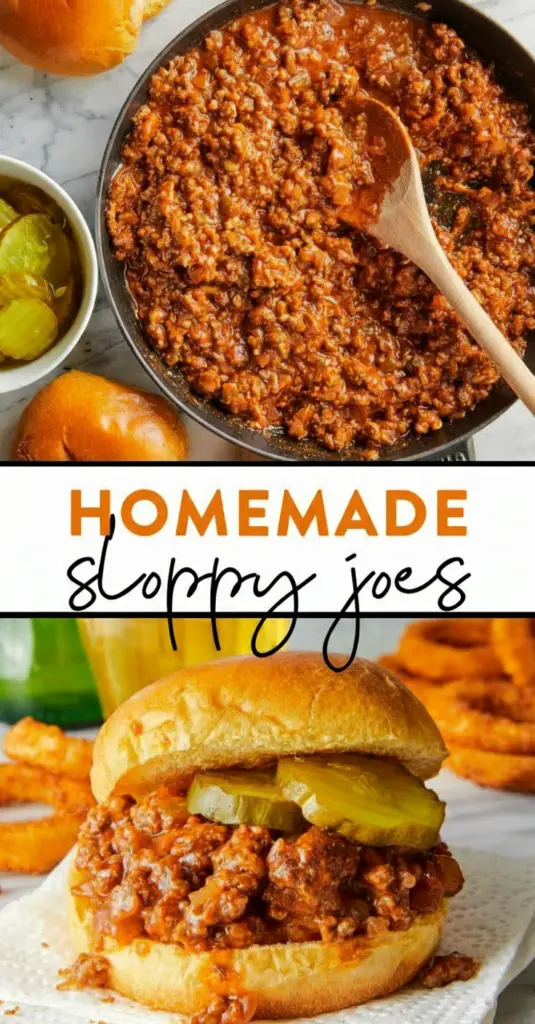 recipe image of realistic top down mise en place shot showing fresh ground beef hamburger buns yellow onion green bell pepper garlic ketchup tomato sauce brown sugar yellow mustard Worcestershire sauce salt black pepper butter or olive oil red pepper flakes chili powder hot sauce paprika ground turkey carrots jalapeños bacon cheese arranged on a white marble kitchen counter with healthy clear glass bowls and rustic brown wooden kitchen sets under soft diffuse daylight