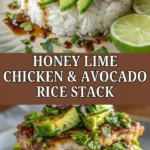 recipe image of boneless skinless chicken breasts honey lime juice and zest white or brown rice ripe avocados garlic cloves olive oil fresh cilantro salt and black pepper cumin chili powder smoked paprika soy sauce ginger red onion lime wedges for garnish jalapeño peppers corn kernels black beans cherry tomatoes red bell peppers sour cream or greek yogurt cotija cheese pico de gallo tortilla strips pickled onions sesame seeds