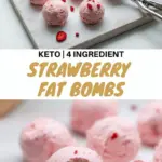 recipe image of a realistic top down mise en place shot showing the fresh ingredients arranged on a white marble kitchen counter with healthy clear glass bowls and rustic brown wooden kitchen sets under soft diffuse daylight with cream cheese strawberries butter powdered erythritol monk fruit vanilla extract heavy cream sugar free chocolate coating