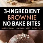 recipe image of a top down mise en place shot showing fresh dates cocoa powder walnuts almonds nut butter hemp seeds vanilla extract sea salt chocolate chips artfully arranged on a pristine white marble kitchen counter with healthy clear glass bowls and rustic brown wooden kitchen sets under soft diffuse daylight