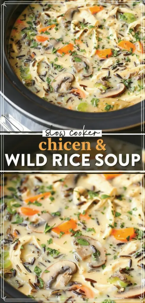 recipe image of chicken breasts wild rice chicken broth carrots celery onion garlic mushrooms frozen corn kale broccoli half and half evaporated milk brown rice blend turkey for creaminess on a white marble kitchen counter with clear glass bowls and rustic brown wooden kitchen sets under soft diffuse daylight