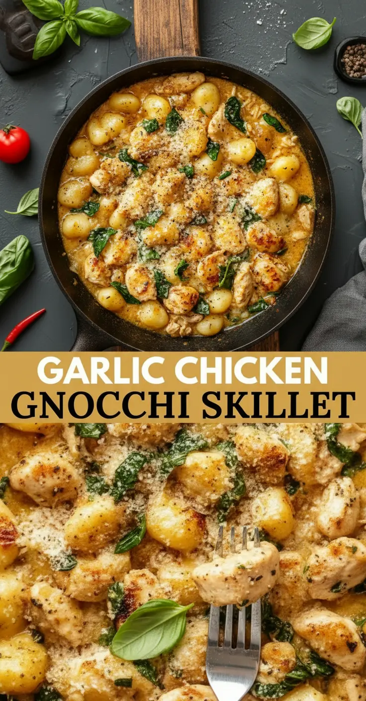 recipe image of a realistic top down mise en place shot showing fresh gnocchi chicken breast garlic heavy cream butter parmesan cheese olive oil salt pepper parsley lemon juice thyme rosemary onion mushrooms spinach bell peppers arranged on a white marble kitchen counter with healthy clear glass bowls and rustic brown wooden kitchen sets under soft diffuse daylight