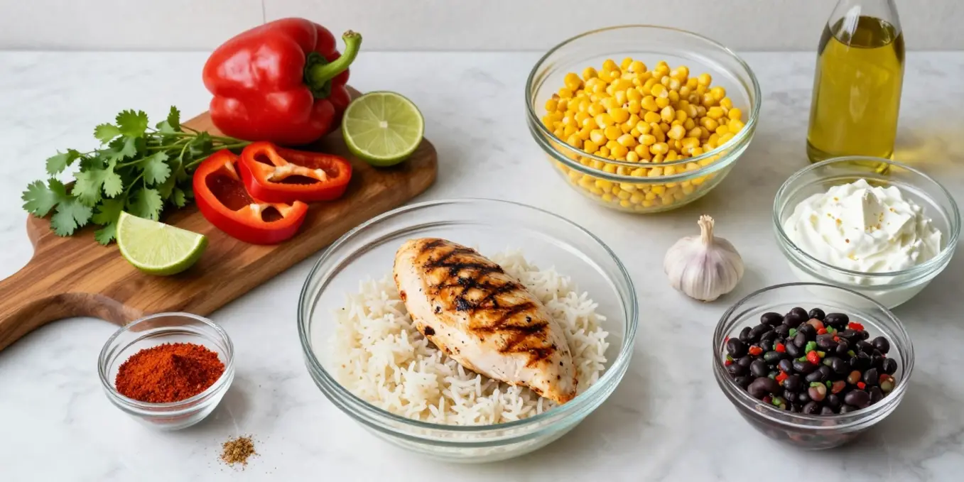 Quick 30-Minute Street Corn Chicken Rice Bowl: 40g Protein!