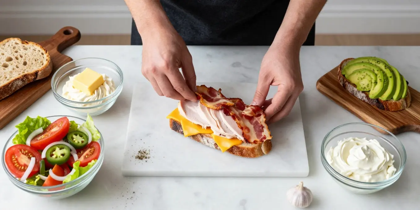 Crispy Cheddar Bacon Turkey Melt on Sourdough - Quick & Easy!