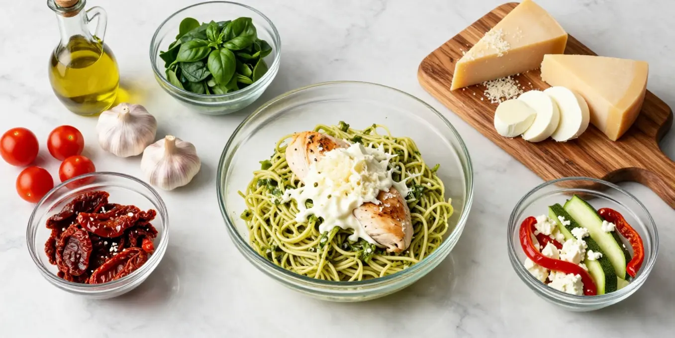 Creamy Pesto Chicken Pasta Bake Recipe (Easy Weeknight Dinner!)