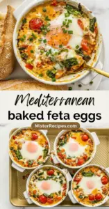 recipe image of feta cheese eggs olive oil tomatoes spinach bell peppers onions garlic herbs oregano basil parsley cucumber olives avocado whole grain bread yogurt lemon juice arranged on a white marble kitchen counter healthy clear glass bowls rustic brown wooden kitchen sets soft diffuse daylight