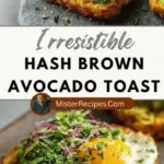 recipe image of avocado hash brown bread eggs tomatoes spinach feta cheese cilantro jalapeno lemon juice salt pepper olive oil butter cream cheese smoked salmon hemp seeds arranged on a white marble kitchen counter with healthy clear glass bowls and rustic brown wooden kitchen sets under soft diffuse daylight