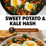 recipe image of sweet potatoes eggs bell peppers onions garlic spinach kale avocado black beans quinoa tofu mushrooms tomatoes jalapenos cilantro paprika cumin chili powder salt pepper olive oil coconut oil greek yogurt nutmeg cinnamon arranged on a white marble kitchen counter healthy clear glass bowls rustic brown wooden kitchen sets soft diffuse daylight