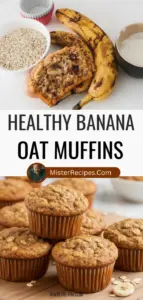 recipe image of banana oats flour eggs milk baking powder cinnamon vanilla extract brown sugar butter maple syrup chia seeds nuts dried fruit arranged on a white marble kitchen counter in healthy clear glass bowls and rustic brown wooden kitchen sets under soft diffuse daylight