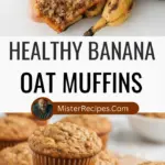 recipe image of banana oats flour eggs milk baking powder cinnamon vanilla extract brown sugar butter maple syrup chia seeds nuts dried fruit arranged on a white marble kitchen counter in healthy clear glass bowls and rustic brown wooden kitchen sets under soft diffuse daylight