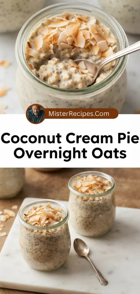 recipe image of oats coconut cream coconut milk vanilla extract cinnamon maple syrup chia seeds almond butter shredded coconut salt graham crackers whipped cream condensed milk cream cheese sugar substitute honey stevia agave nectar arranged on a white marble kitchen counter healthy clear glass bowls rustic brown wooden kitchen sets soft diffuse daylight top down mise en place shot