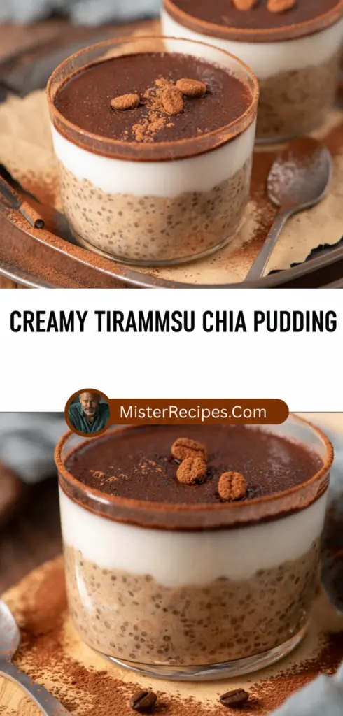 recipe image of a realistic top down mise en place shot showing the fresh ingredients chia seeds greek yogurt mascarpone cheese coffee liqueur cocoa powder vanilla extract sweetener espresso powder cinnamon berries nuts honey maple syrup coconut milk almond milk arranged on a white marble kitchen counter with healthy clear glass bowls and rustic brown wooden kitchen sets under soft diffuse daylight