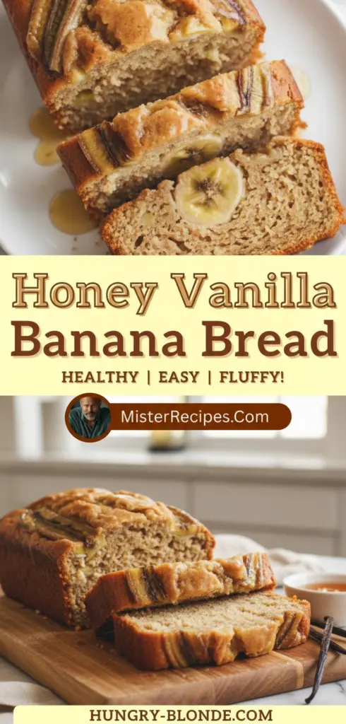 recipe image of bananas honey vanilla extract flour eggs butter baking soda salt cinnamon nuts chocolate chips oats coconut flakes maple syrup yogurt applesauce almond milk arranged on a white marble kitchen counter with healthy clear glass bowls and rustic brown wooden kitchen sets under soft diffuse daylight