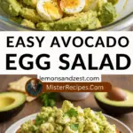 recipe image of a realistic top down mise en place shot showing hard boiled eggs avocado mayonnaise celery onion lemon juice salt pepper dill garlic cucumber bacon tomato chives parsley mustard paprika cayenne pepper olive oil Greek yogurt Greek seasoning arranged on a white marble kitchen counter with healthy clear glass bowls and rustic brown wooden kitchen sets under soft diffuse daylight