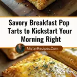 recipe image of a close up top down mise en place shot of pop tarts sausage eggs cheese butter garlic onion spinach mushrooms bell peppers jalapenos cheddar cheese cream cheese sour cream avocado bacon ham turkey hash browns arranged on a white marble kitchen counter with healthy clear glass bowls and rustic brown wooden kitchen sets under soft diffuse daylight