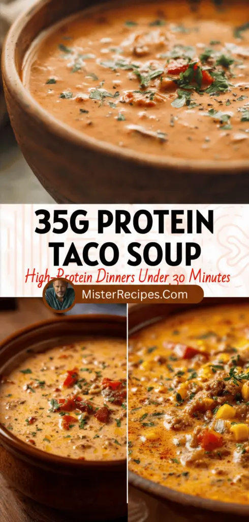 recipe image of realistic top down shot of fresh ingredients for creamy high protein taco soup neatly organized in clear glass bowls on a white marble kitchen counter featuring ground turkey black beans sweet corn bell peppers onion garlic chili powder cumin chicken broth heavy cream cheese avocado cilantro and lime juice with rustic brown wooden kitchen sets under soft diffuse daylight