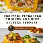 recipe image of bell peppers chicken breast pineapple chunks rice teriyaki sauce garlic onion ginger soy sauce coconut milk cilantro cheese broccoli carrots