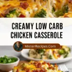 recipe image of chicken breast heavy cream cheese butter flour garlic onion celery carrots broccoli cauliflower mushrooms sour cream cream cheese chives salt pepper arranged on a white marble kitchen counter with healthy clear glass bowls and rustic brown wooden kitchen sets under soft diffuse daylight