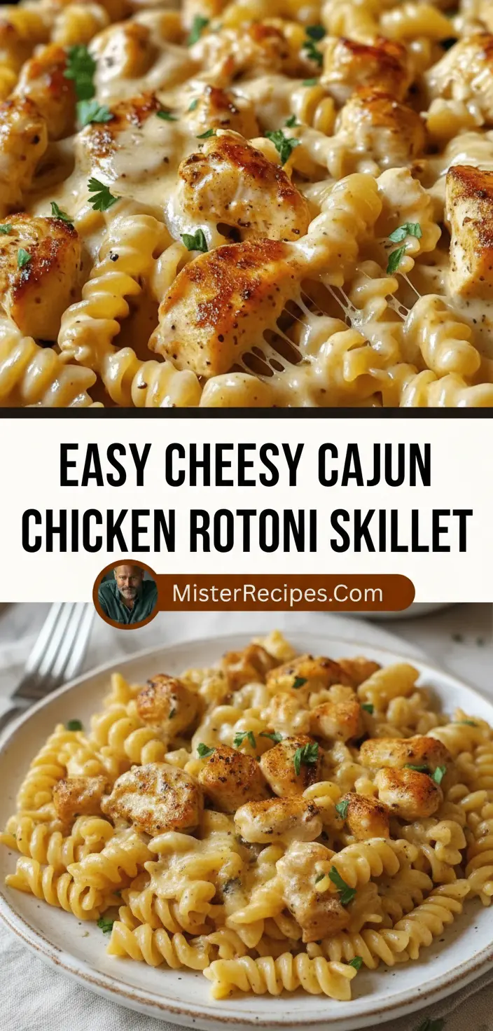 recipe image of chicken breast rotini pasta cream cheese cajun seasoning garlic heavy cream cheddar cheese butter onion bell peppers chicken broth paprika cayenne pepper arranged on a white marble kitchen counter with clear glass bowls and rustic brown wooden kitchen sets under soft diffuse daylight