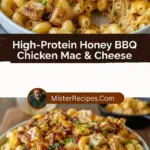 recipe image of a perfect top down shot of fresh chicken breast honey bbq sauce elbow macaroni cheddar cheese cream cheese butter milk garlic powder onion powder salt pepper breadcrumbs bacon bits jalapeños spinach mushrooms arranged on a white marble kitchen counter with healthy clear glass bowls and rustic brown wooden kitchen sets under soft diffuse daylight