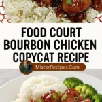 recipe image of chicken breast bourbon whiskey brown sugar soy sauce butter garlic ginger cornstarch salt pepper onion bell peppers celery pineapple chunks green onions rice noodles arranged on a white marble kitchen counter with healthy clear glass bowls and rustic brown wooden kitchen sets under soft diffuse daylight
