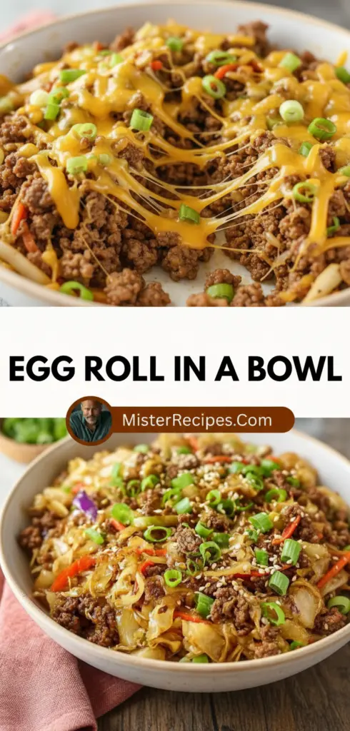 recipe image of realistic top down mise en place shot showing egg roll wrappers ground pork cabbage carrots celery green onions soy sauce sesame oil garlic ginger rice noodles chicken broth eggs cornstarch sugar vinegar chili oil bean sprouts mushrooms bok choy tofu shrimp beef arranged on a white marble kitchen counter with healthy clear glass bowls and rustic brown wooden kitchen sets under soft diffuse daylight