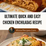 recipe image of chicken breast chicken thighs canned chicken rotisserie chicken corn tortillas flour tortillas enchilada sauce cheese cheddar monterey jack queso fresco onions garlic bell peppers cilantro jalapeos cumin chili powder paprika oregano lime juice butter oil salt pepper sour cream avocado black beans corn kernels rice salsa cream cheese greek yogurt arranged on a white marble kitchen counter with healthy clear glass bowls and rustic brown wooden kitchen sets under soft diffuse daylight