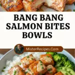 recipe image of salmon fillets bang bang sauce lettuce wraps cucumber avocado rice noodles sesame seeds green onions ginger garlic soy sauce lime juice arranged on a white marble kitchen counter with healthy clear glass bowls and rustic brown wooden kitchen sets under soft diffuse daylight