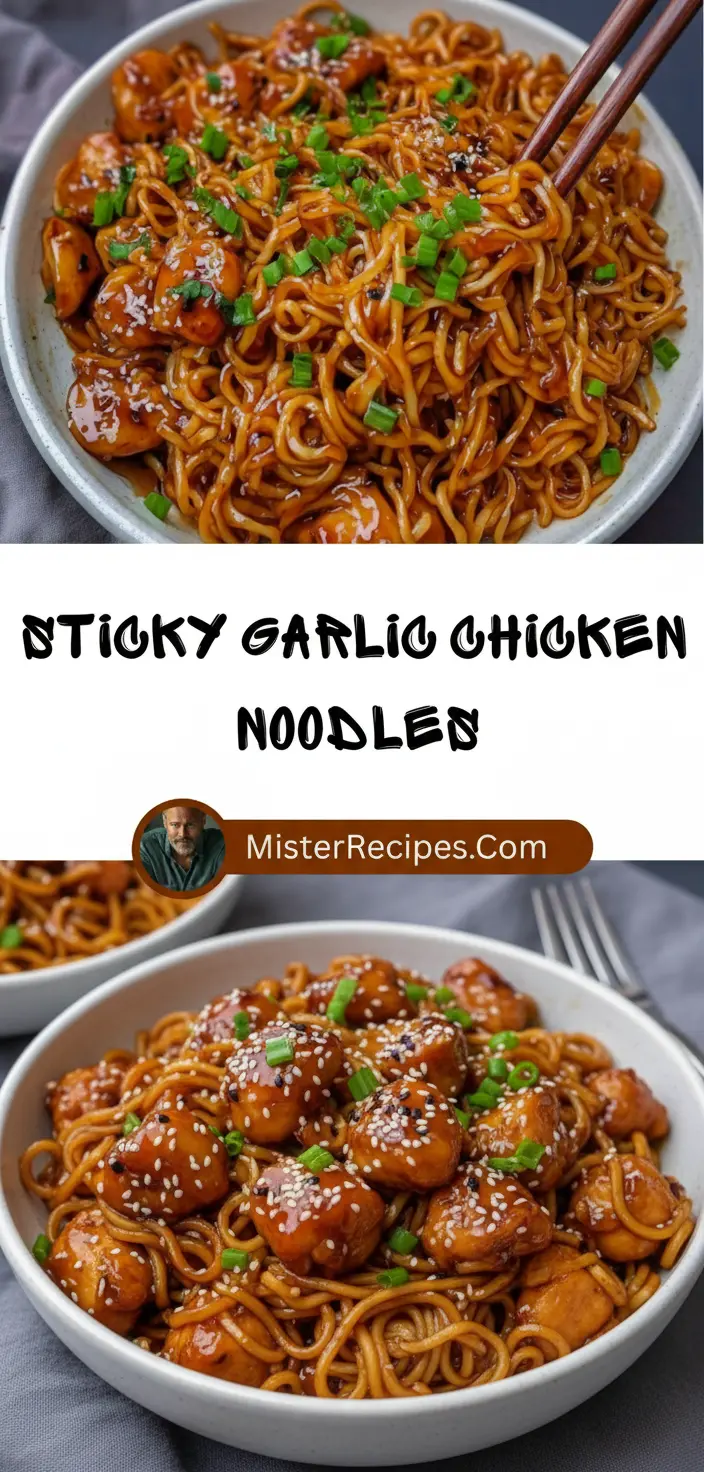 recipe image of chicken breast egg noodles garlic soy sauce honey ginger sesame oil broccoli carrots bell peppers mushrooms green onions rice vinegar chili flakes cornstarch arranged on a white marble kitchen counter with healthy clear glass bowls and rustic brown wooden kitchen sets under soft diffuse daylight