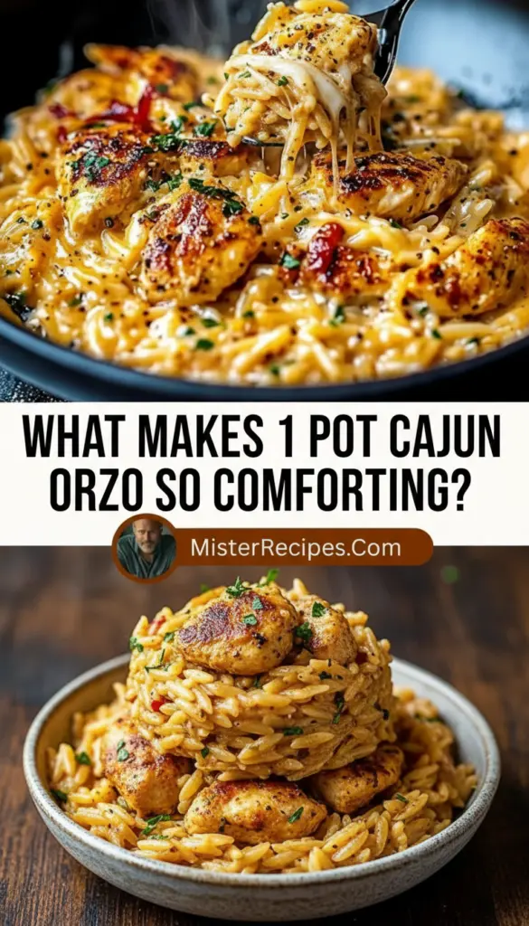 recipe image of orzo pasta chicken broth cajun seasoning butter heavy cream chicken breast onion garlic bell peppers celery parmesan cheese thyme paprika cayenne pepper arranged on a white marble kitchen counter with healthy clear glass bowls and rustic brown wooden kitchen sets under soft diffuse daylight